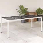 VIDAXL Table de jardin avec dessus en verre blanc resine tressee