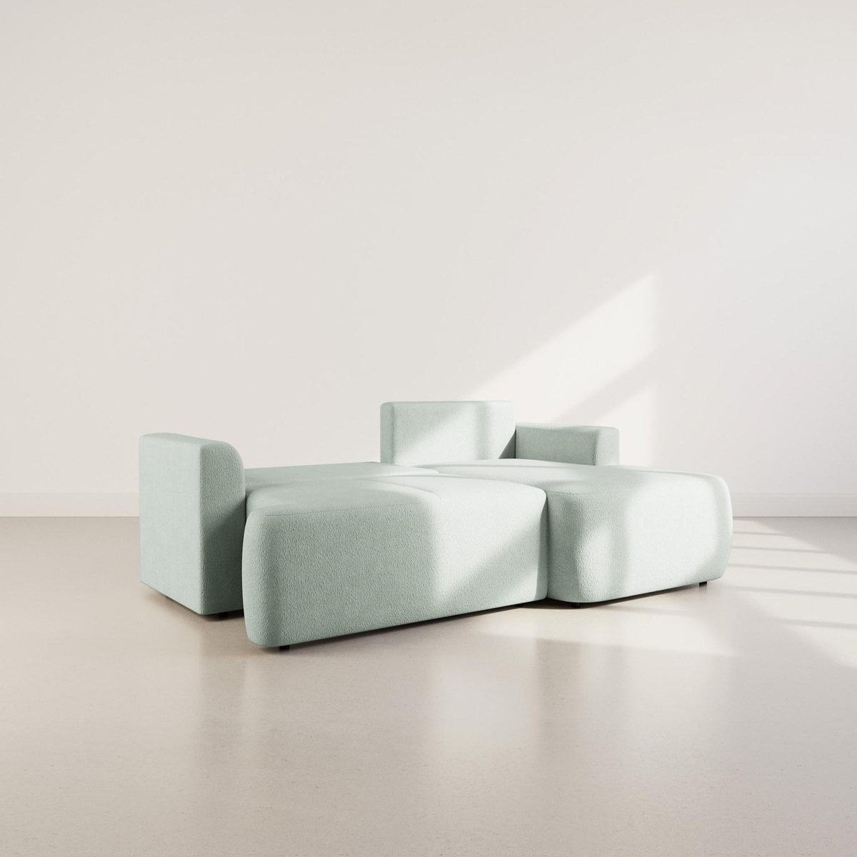 BEST MOBILIER Candela - canapé d'angle droit 4 places - convertible avec coffre - en tissu bouclette