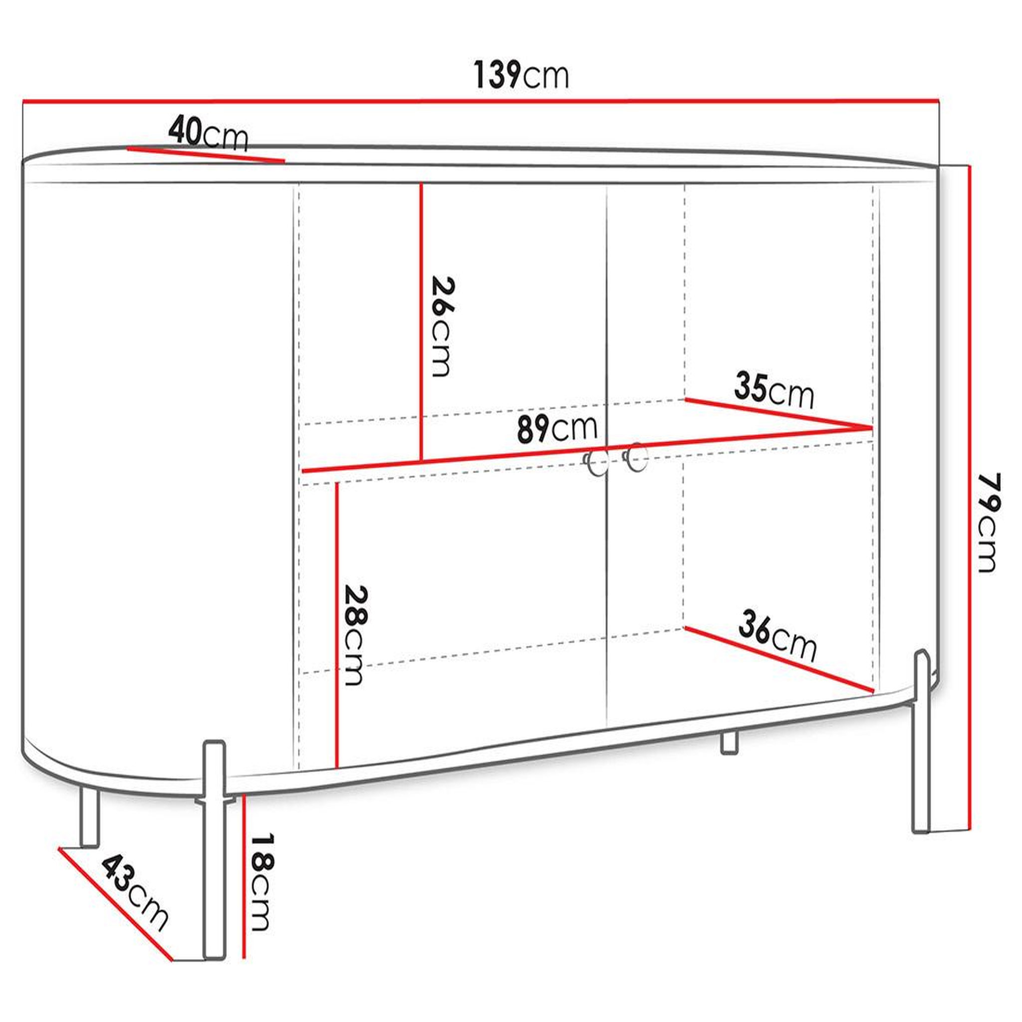 Voir la diapositive 5 : BEST MOBILIER Jaime - buffet bas 139 cm - 2 portes et 1 étagère