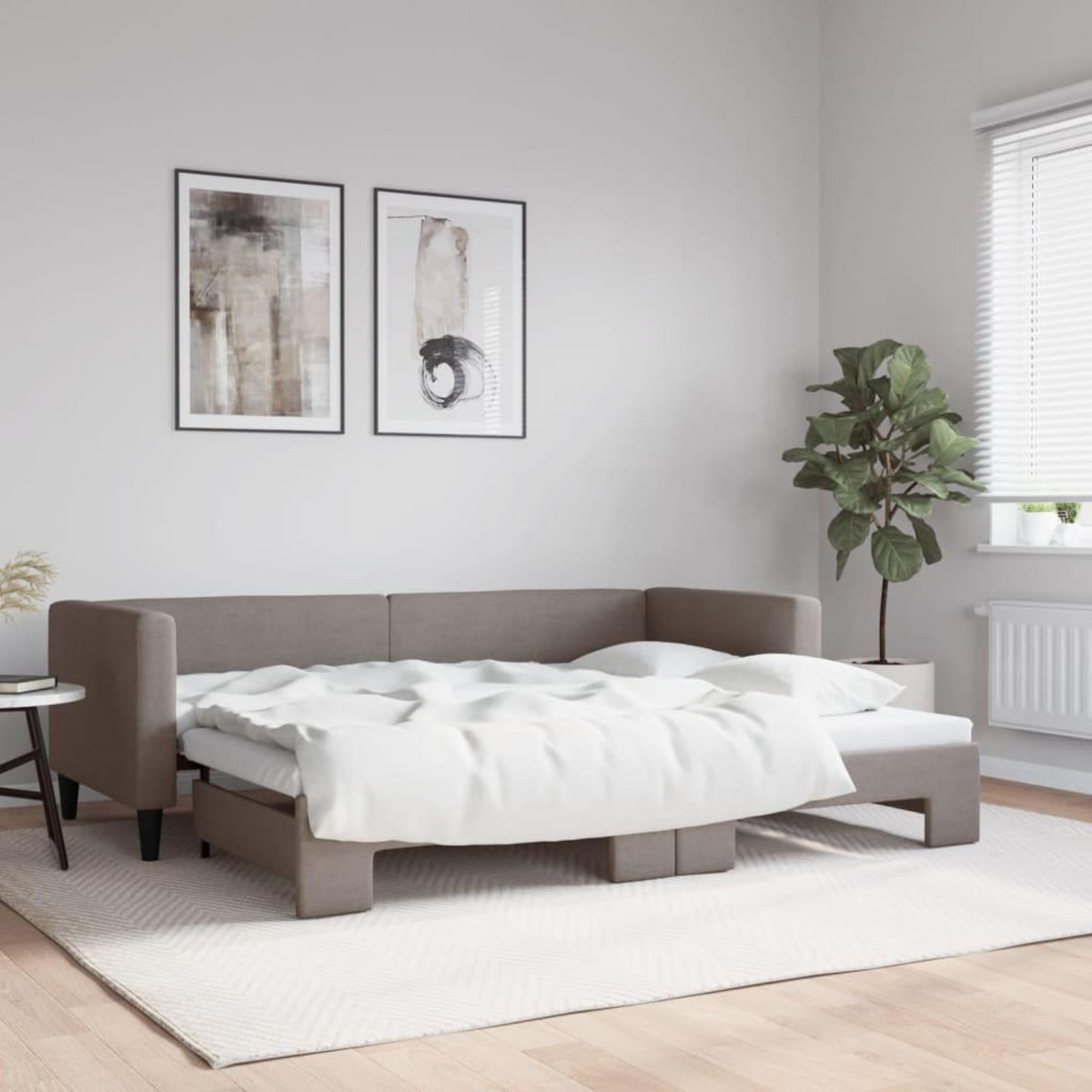 VIDAXL Lit de jour avec gigogne sans matelas taupe 80x200 cm