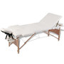 Voir la diapositive 1 : VIDAXL Table de massage pliable Blanc creme 3 zones avec cadre en bois