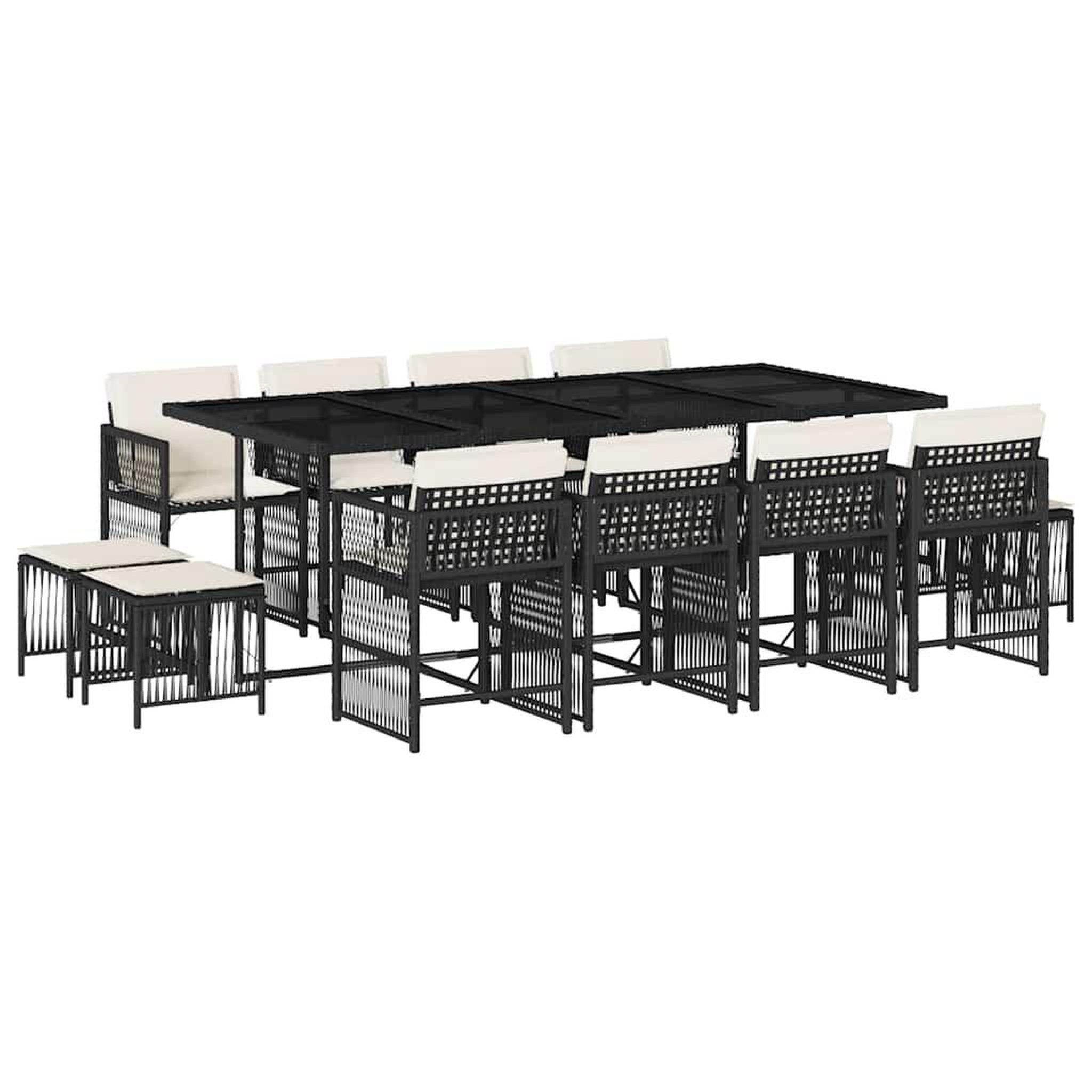 Voir la diapositive 2 : VIDAXL Ensemble a manger de jardin 13 pcs coussins noir resine tressee
