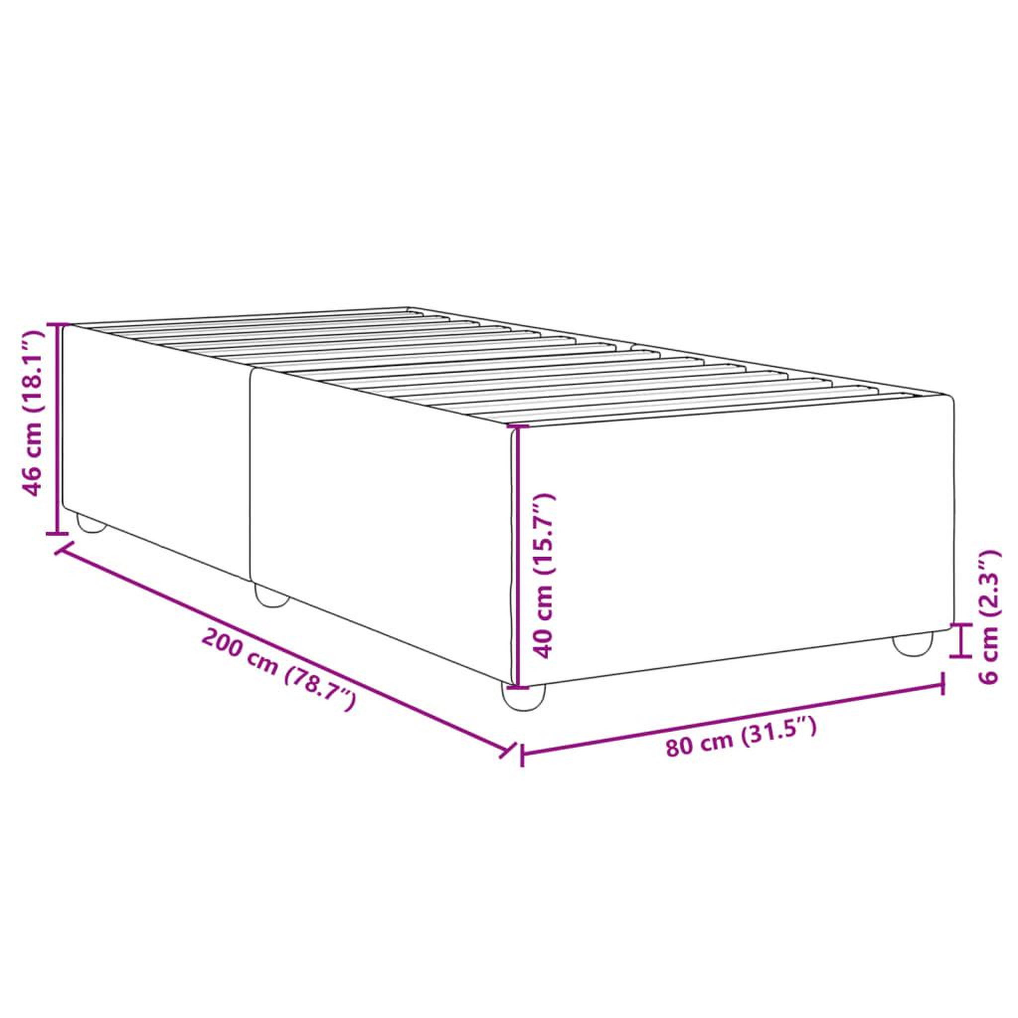 Voir la diapositive 6 : VIDAXL Cadre de lit sans matelas noir 80x200 cm tissu