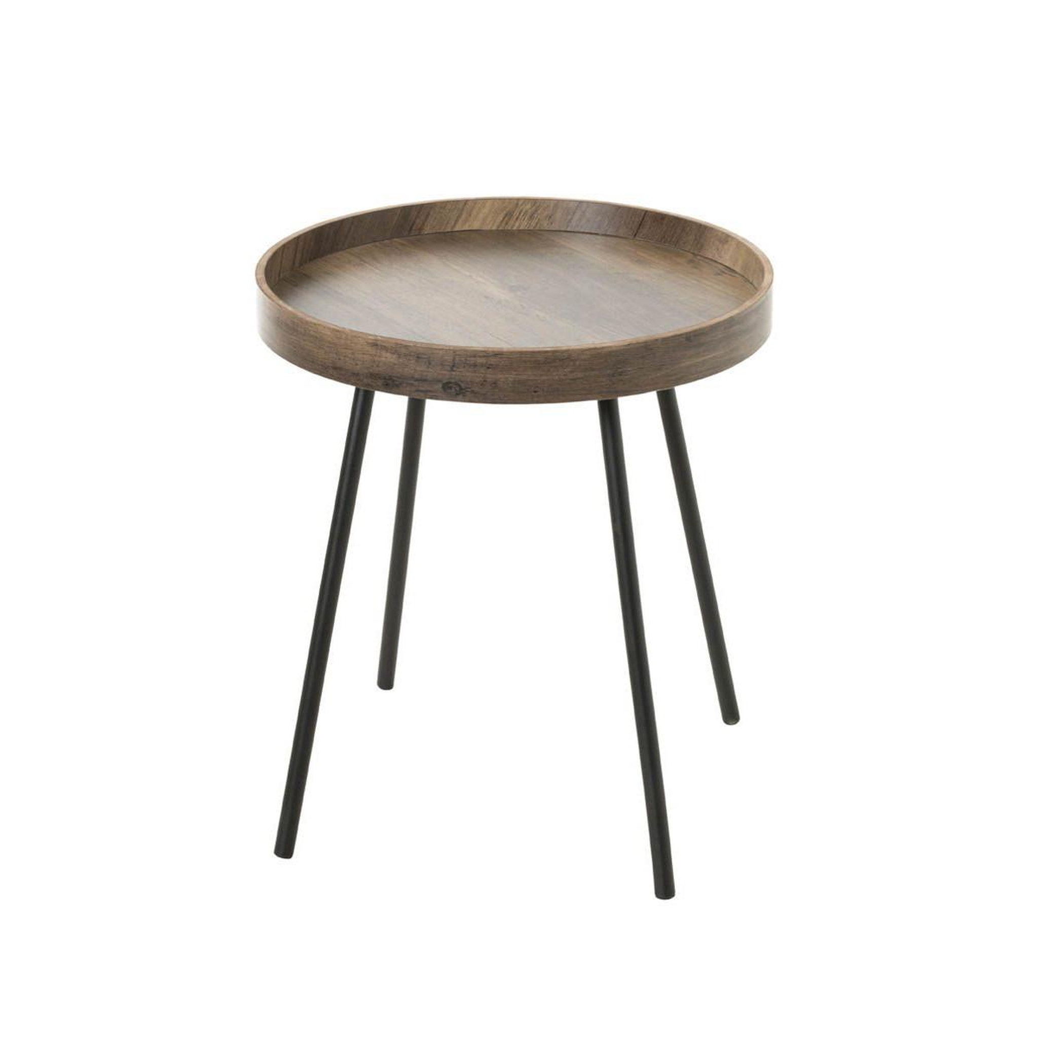 Voir la diapositive 3 : Paris Prix Table d'appoint avec rebord  miranda  45cm chêne foncé & noir