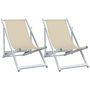 Voir la diapositive 2 : VIDAXL Chaises de plage pliantes lot de 2 creme aluminium et textilene