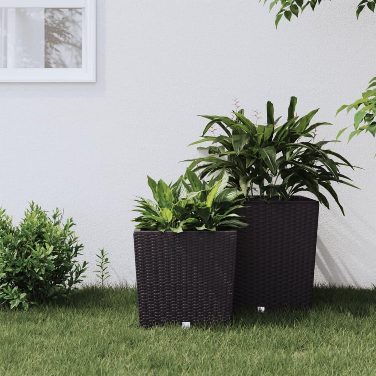 VIDAXL Jardiniere et interieur amovible marron 21 /32 L rotin PP