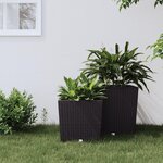 VIDAXL Jardiniere et interieur amovible marron 21 /32 L rotin PP