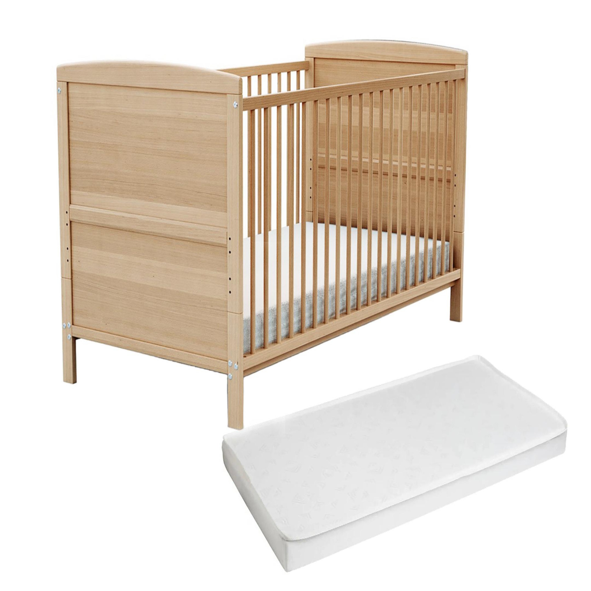 Voir la diapositive 1 : AT4 Lit bébé évolutif avec matelas ESSENTIEL 70 x 140 cm en bois