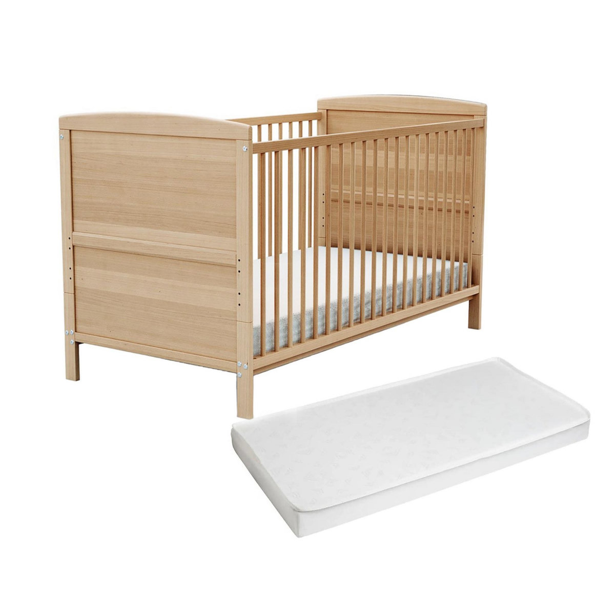AT4 Lit bébé évolutif avec matelas ESSENTIEL 70 x 140 cm en bois