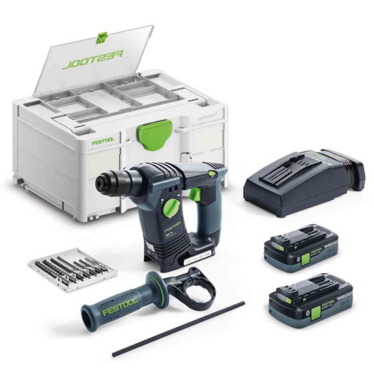 FESTOOL Perforateur SDS Plus 18V BHC 18 HPC 4,0 I Plus + 2 batteries 4Ah + chargeur en coffret SYSTAINER SYS3 FESTOOL 577602