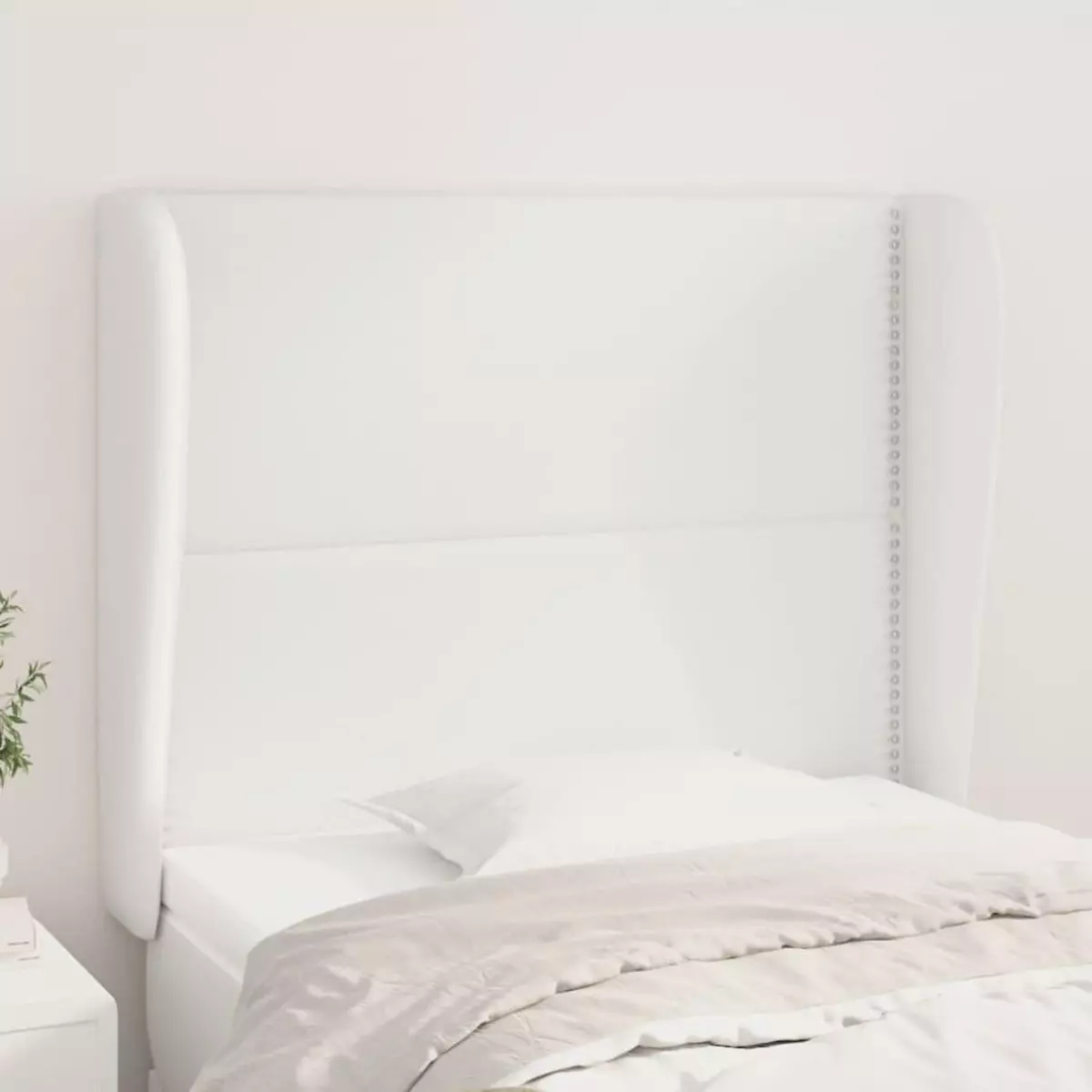 VIDAXL Tete de lit avec oreilles Blanc 83x23x118/128 cm Similicuir