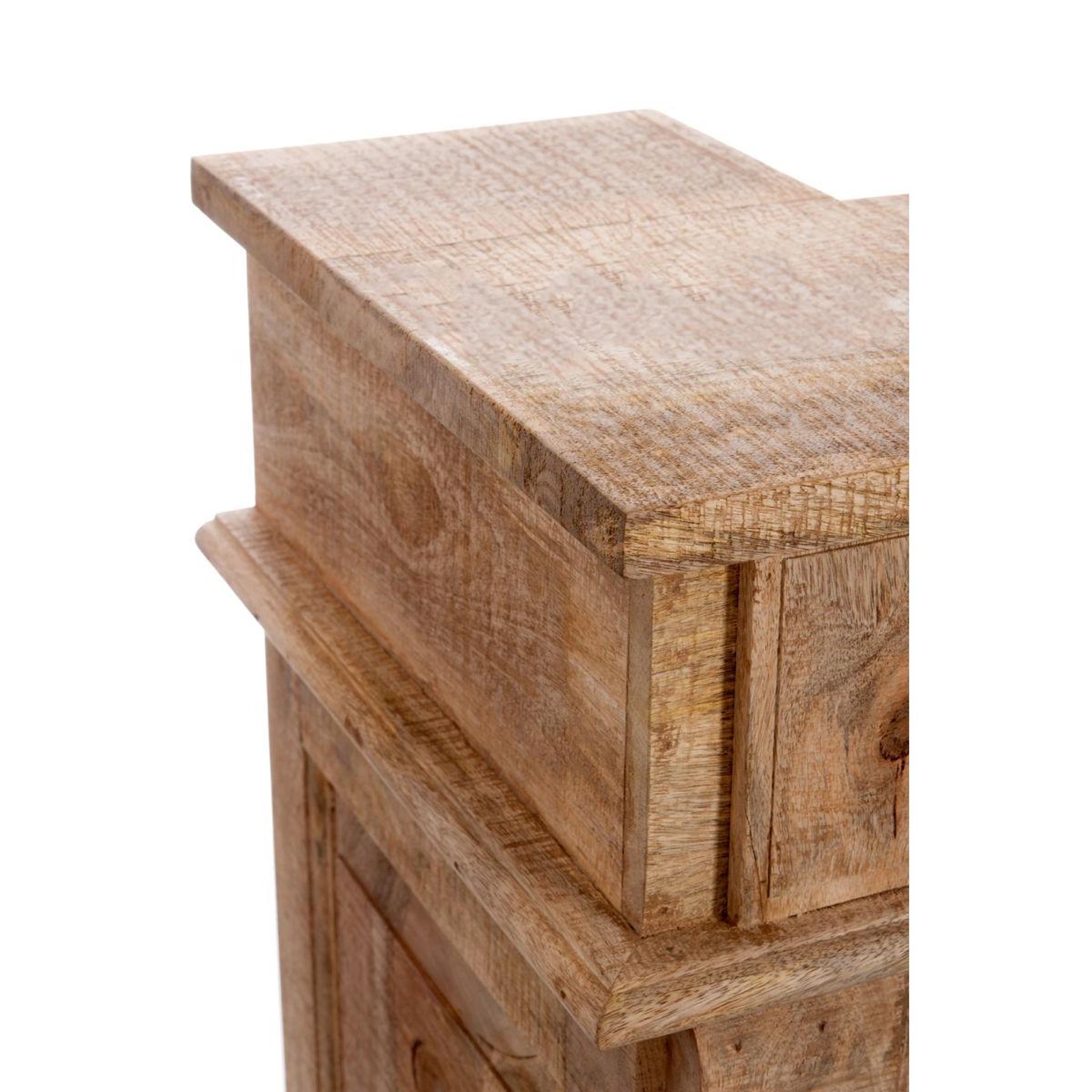 Voir la diapositive 4 : J-LINE Bar en Bois 2 Tiroirs  Theodore  120cm Naturel