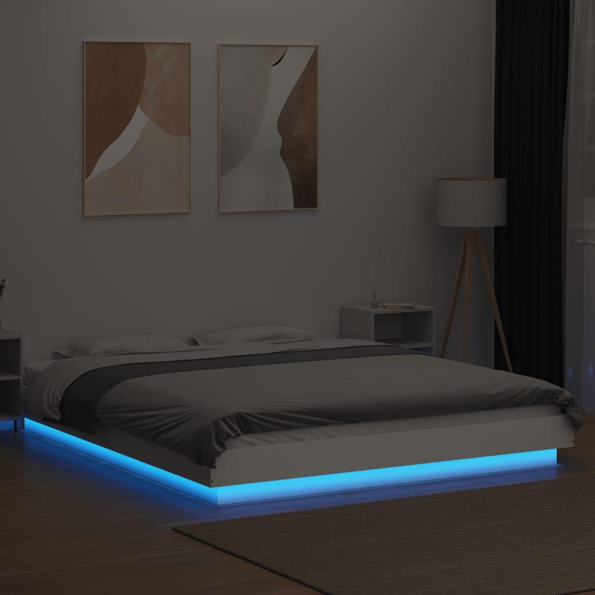 Voir la diapositive 4 : VIDAXL Cadre de lit avec lumieres LED sans matelas blanc 160x200 cm