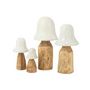 Voir la diapositive 2 : Paris Prix Champignon Déco en Bois  Cloche  32cm Naturel & Blanc