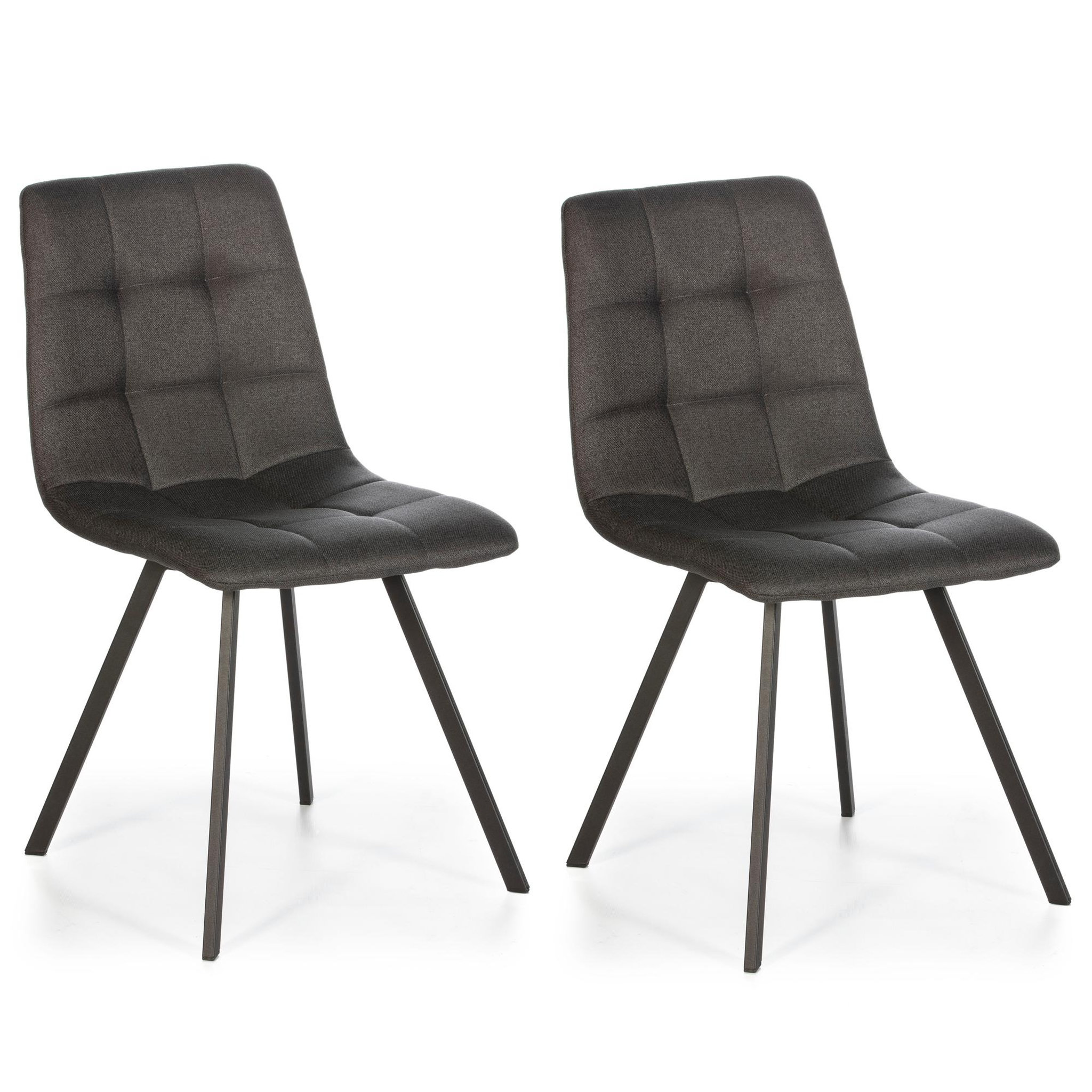 VS VENTA-STOCK Set de 2 chaises Salle à Manger Mila Tapissées Grises Froncé, 58 cm x 45 cm x 90 cm