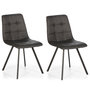 Voir la diapositive 1 : VS VENTA-STOCK Set de 2 chaises Salle à Manger Mila Tapissées Grises Froncé, 58 cm x 45 cm x 90 cm