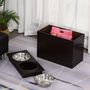 Voir la diapositive 4 : PAWHUT Gamelle double chien chat Porte-gamelles surélevé dim. 60L x 30l x 41H cm 2 gamelles poignées coffre MDF