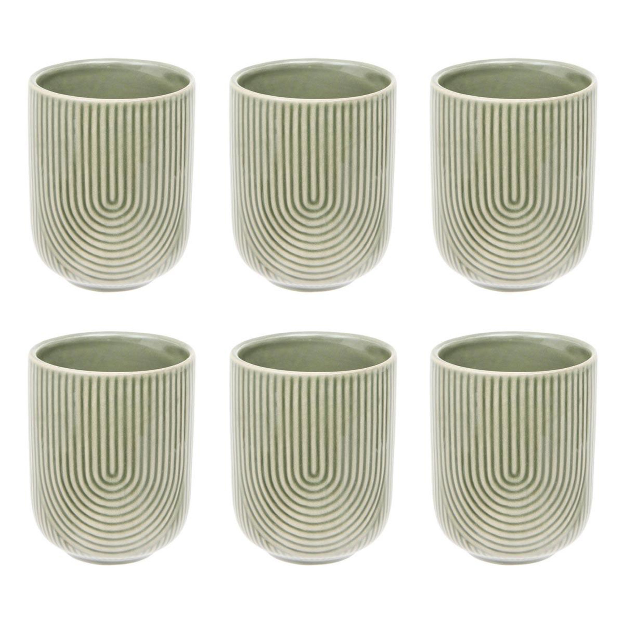 SECRET DE GOURMET Lot de 6 tasses en faïence  lya  20cl vert