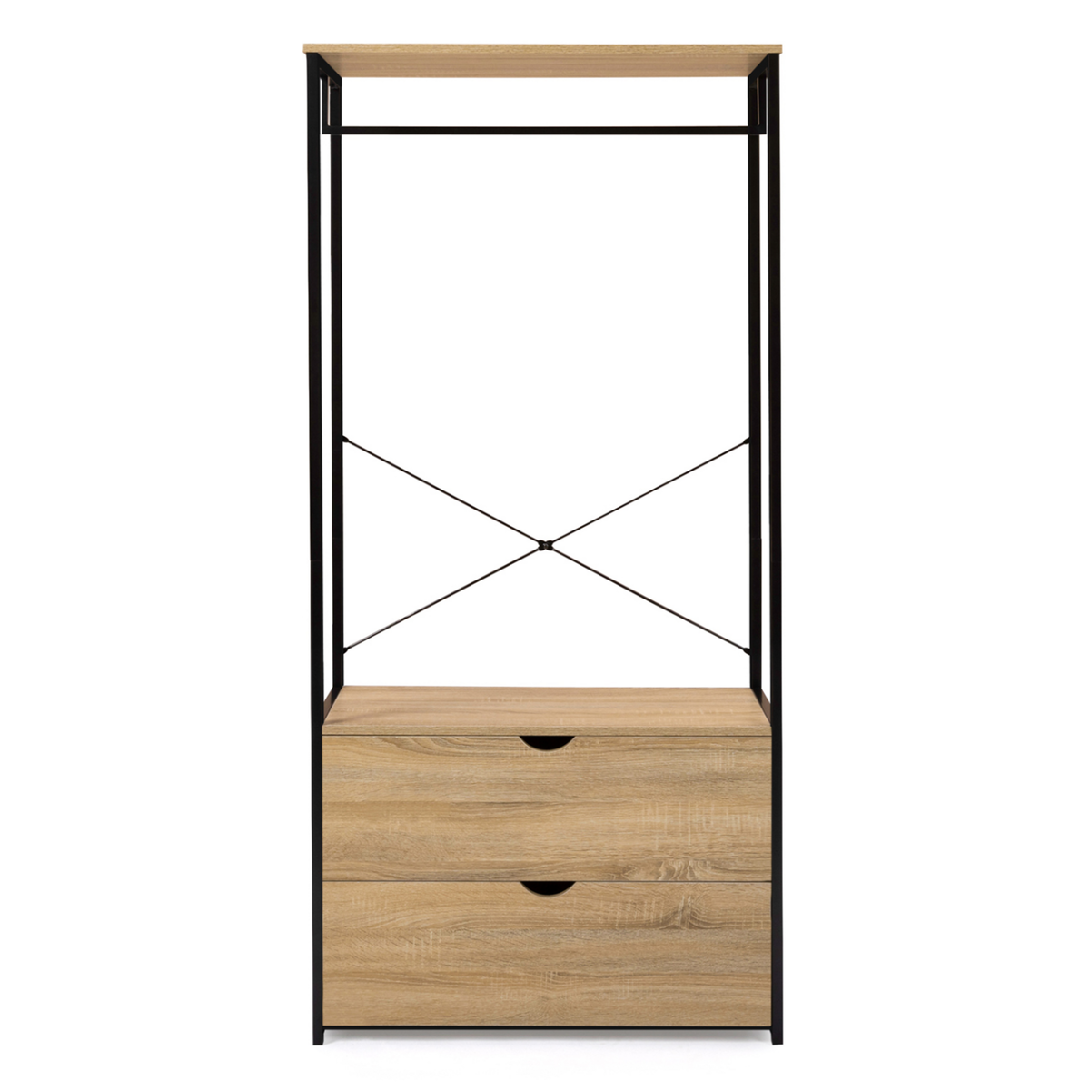 ID MARKET Dressing penderie 2 tiroirs L. 80 cm DETROIT design industriel