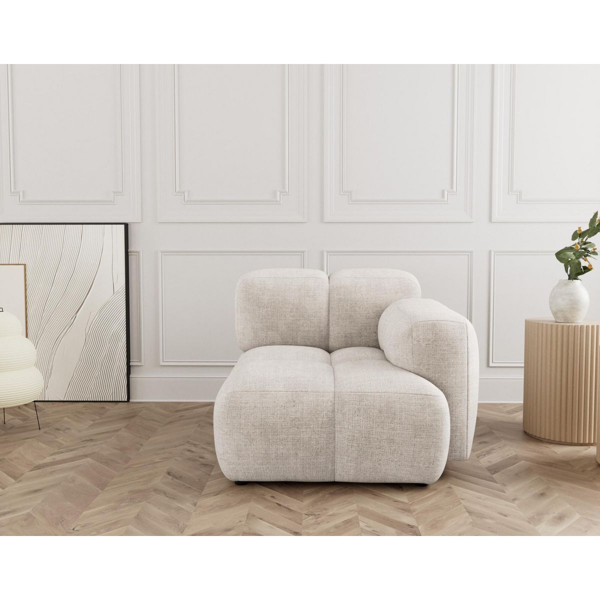 LISA DESIGN Grace - module d'assise droit en velours texturé