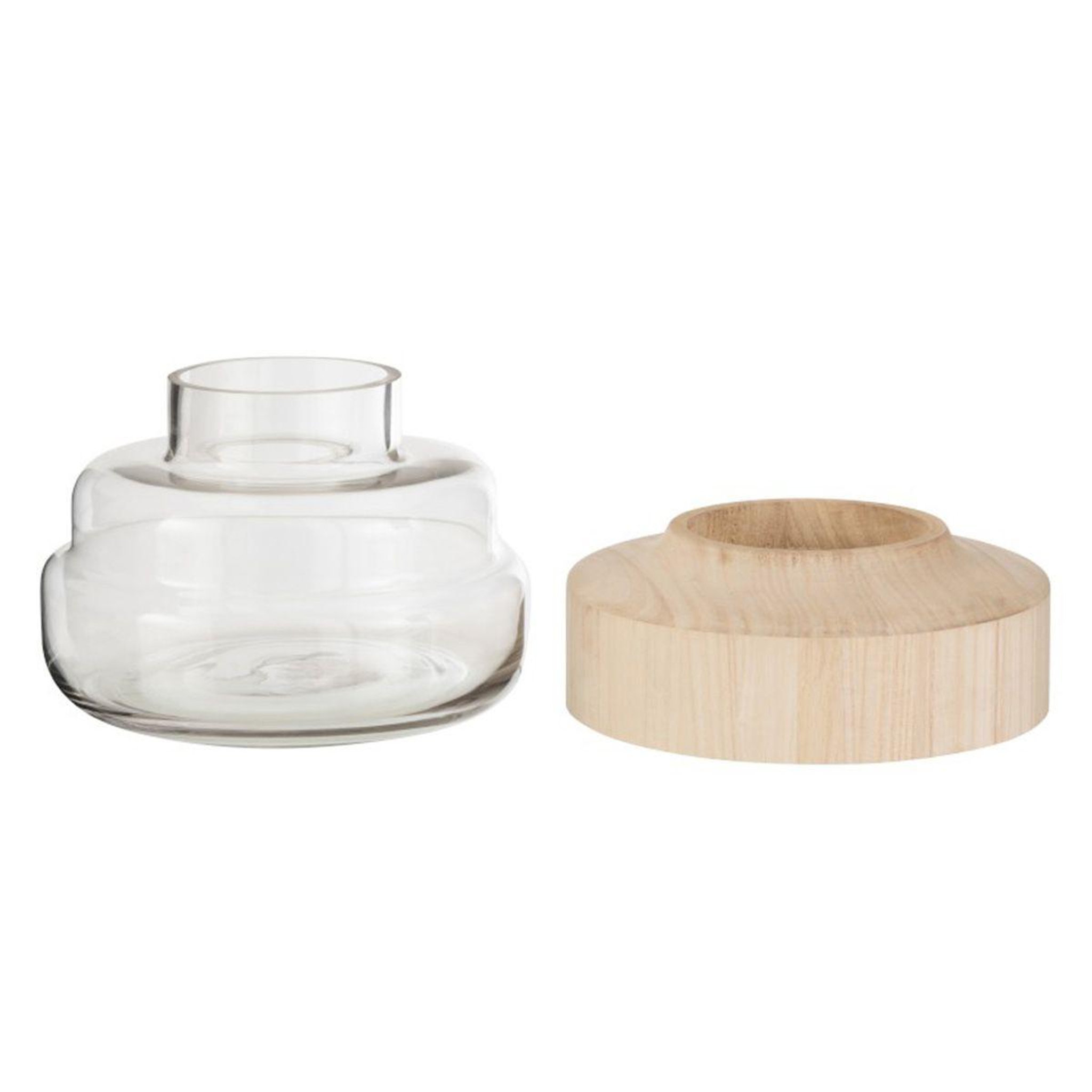 Voir la diapositive 2 : J-LINE Vase rond design  galupa  25cm marron clair & transparent