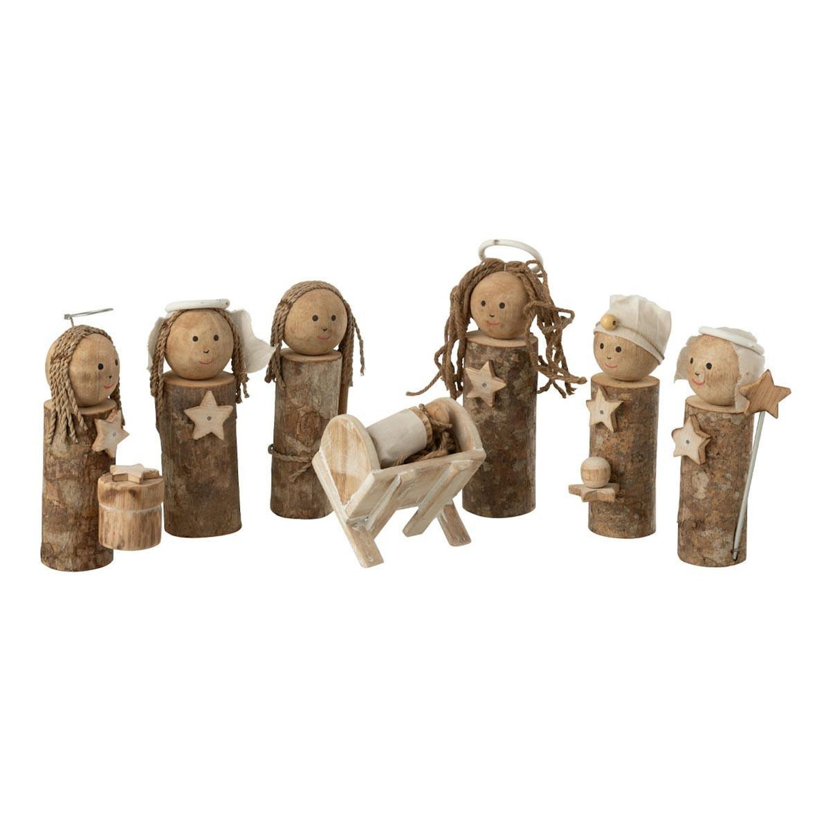 Paris Prix Lot de 7 Santons en Bois  Coffre  64cm Marron
