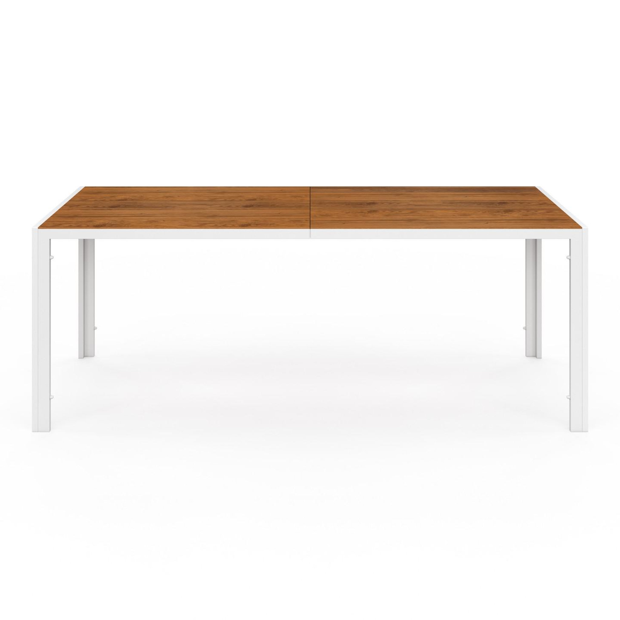 Voir la diapositive 3 : ID MARKET Salon de jardin noumea table 190 cm plateau verre trempé effet bois et 8 chaises empilables blanc et bois