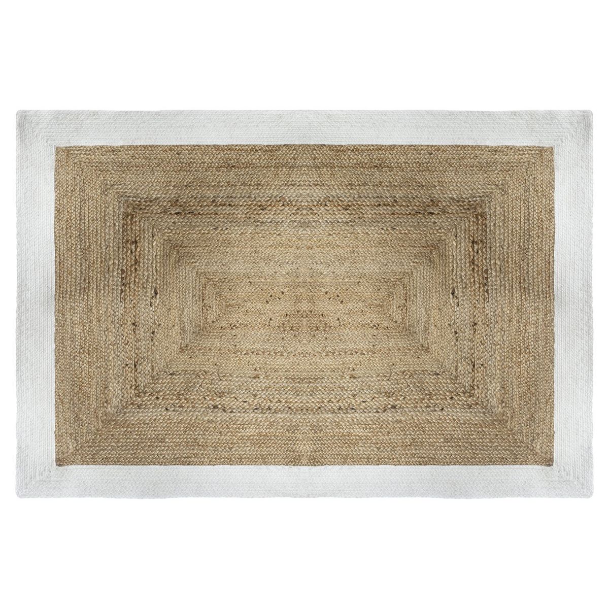 ATMOSPHERA Tapis rectangle bord blanc en Jute coton