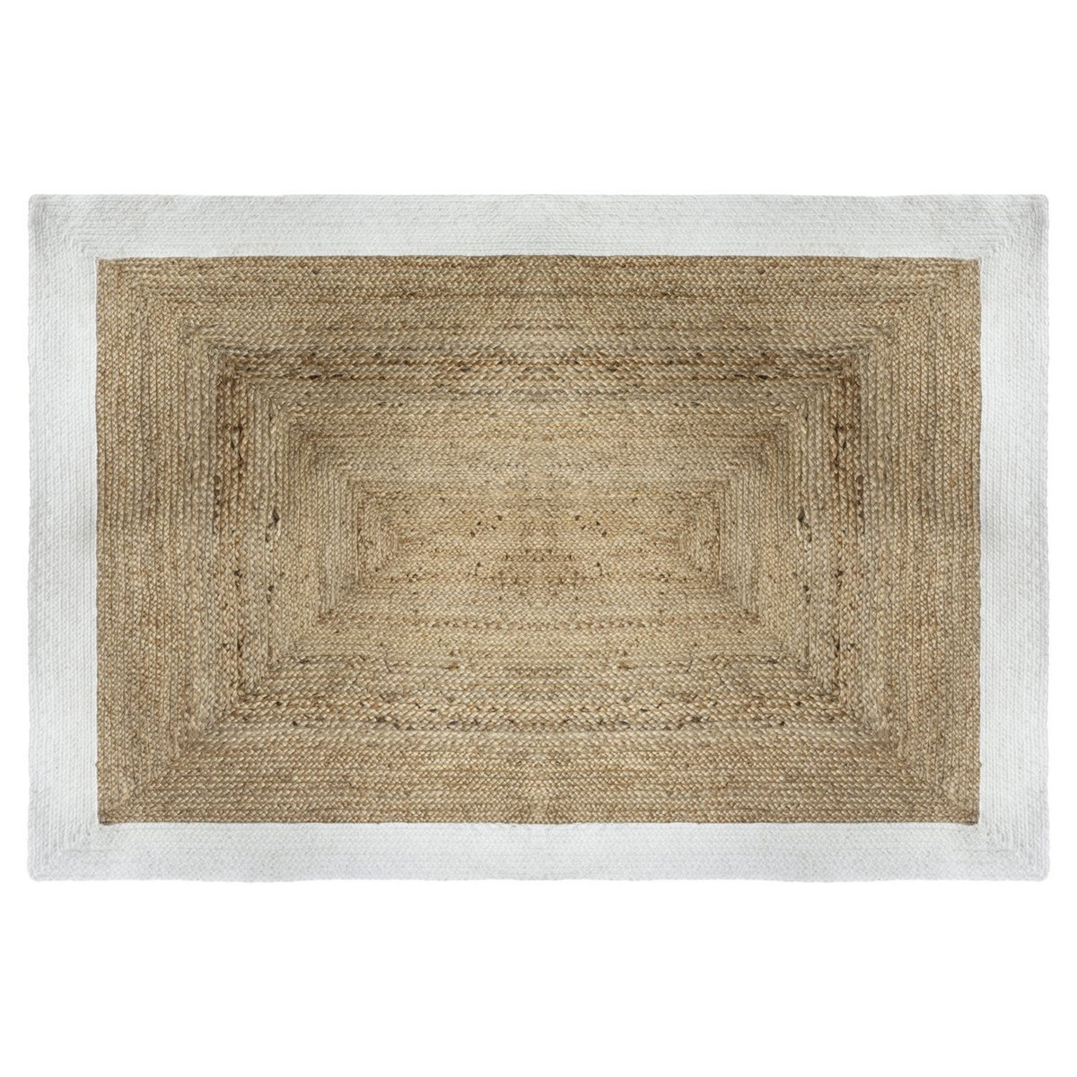 ATMOSPHERA Tapis rectangle bord blanc en Jute coton