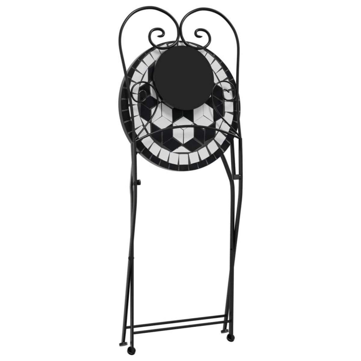 VIDAXL Ensemble de bistro mosaïque noir et blanc fer et ceramique