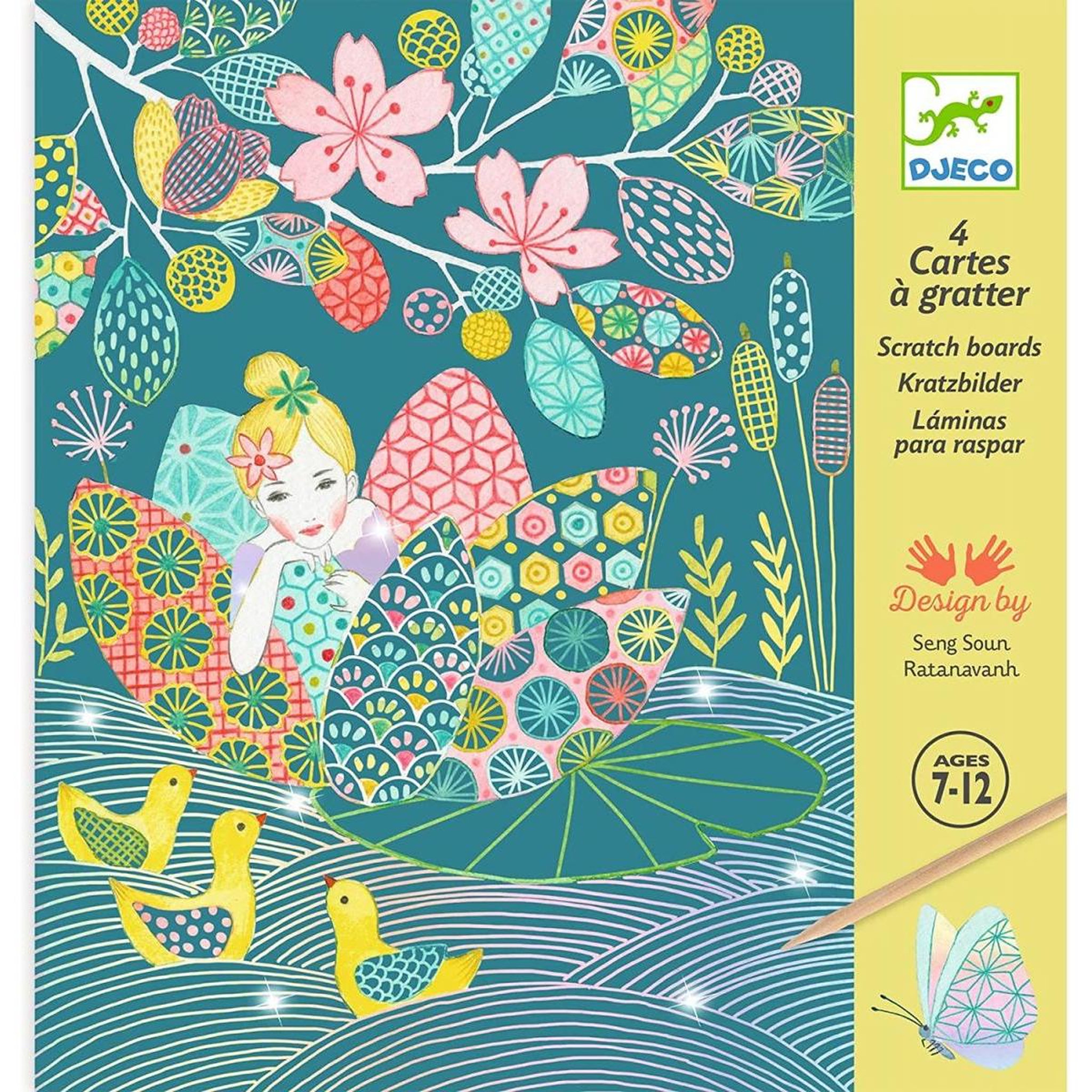 Djeco Pochette 4 cartes a gratter L'étang