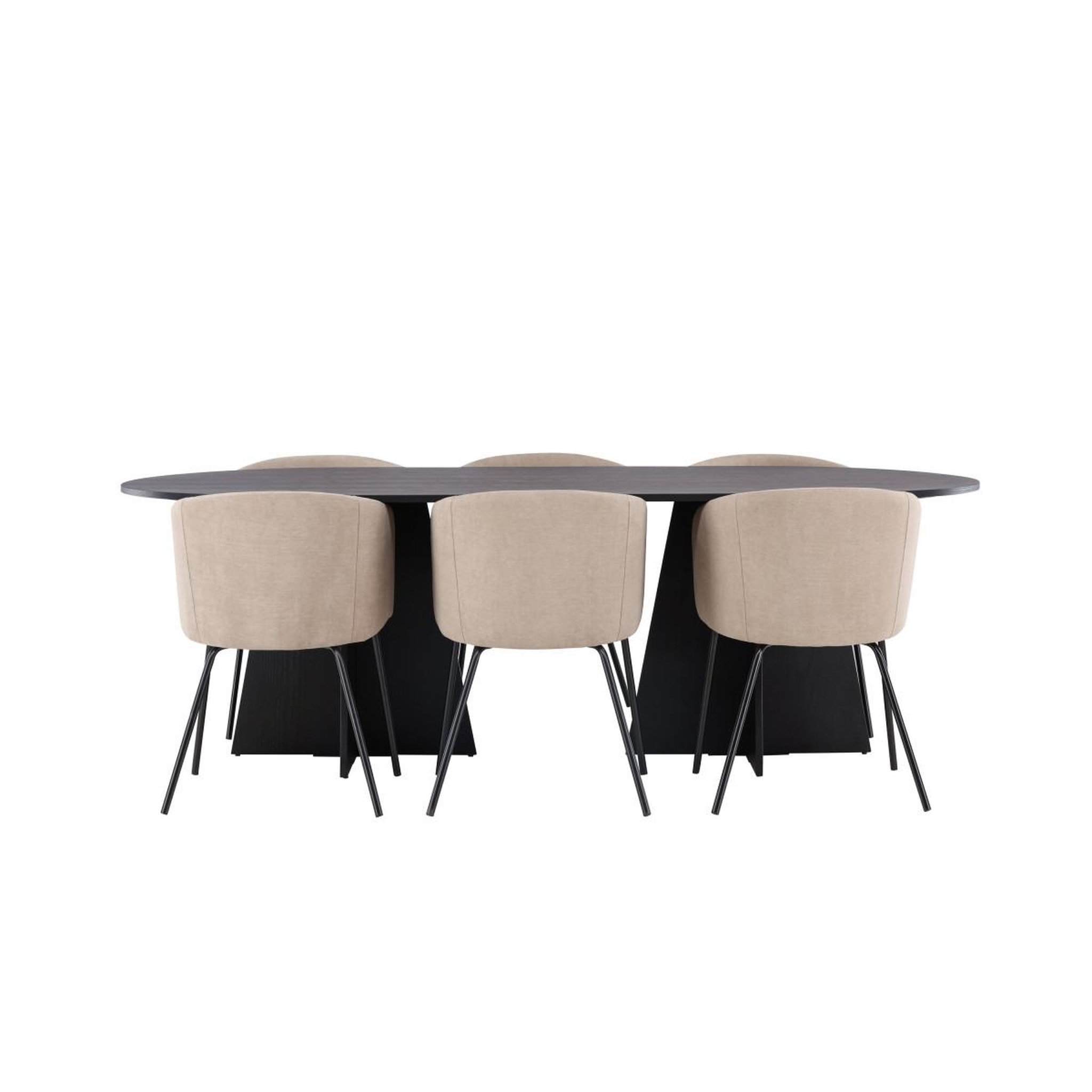 Voir la diapositive 2 : Paris Prix Ensemble table à manger & 6 chaises  bootcut & berit  230cm noir & beige