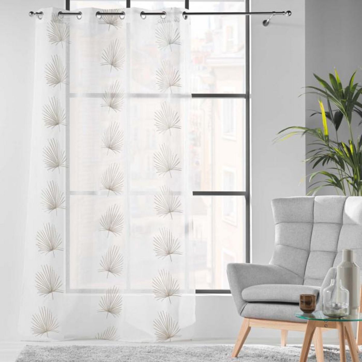 Paris Prix Rideau Voilage à Œillets  Palmaris  140x240cm Lin