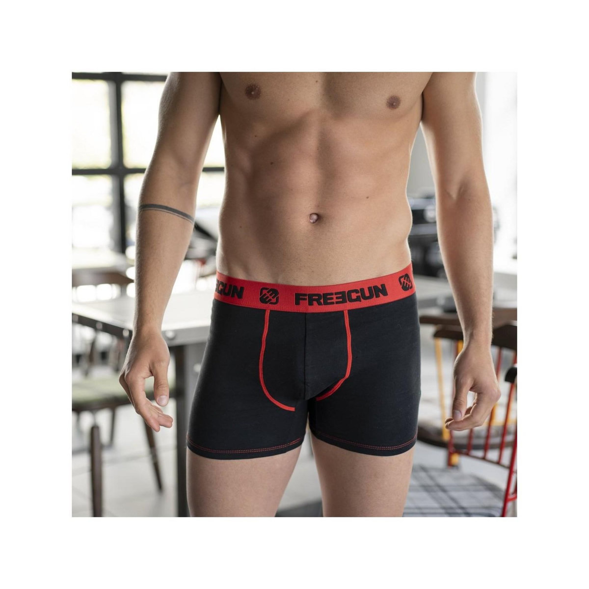 FREEGUN Lot de 6 Boxers coton homme Uni