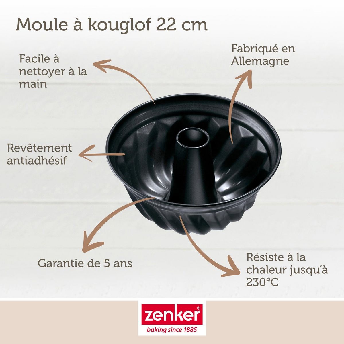 ZENKER Ensemble de 2 Moules à kouglof 22 cm Zenker Black Metallic