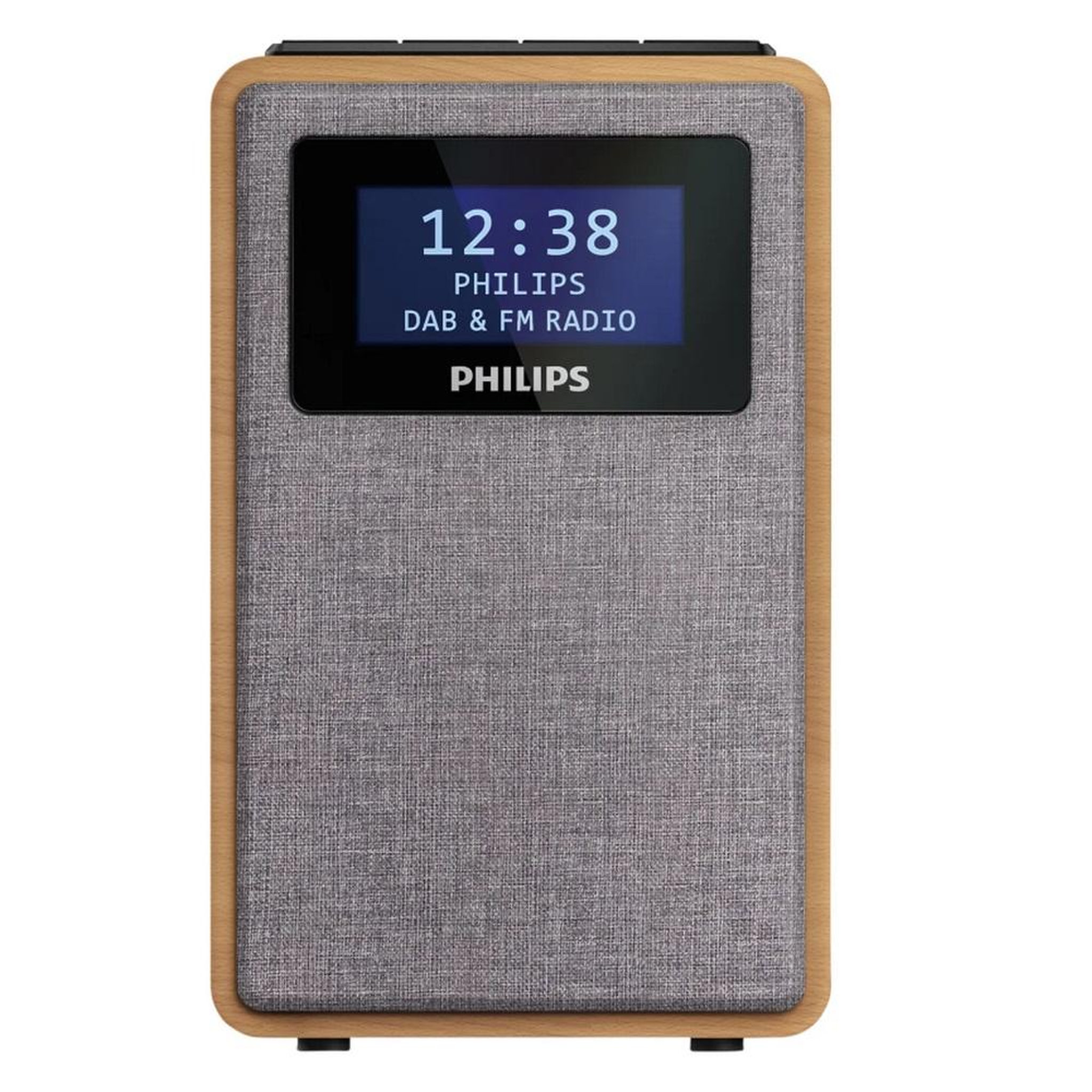 Voir la diapositive 1 : Philips Radio-réveil double alarme bois/gris - TAR5005