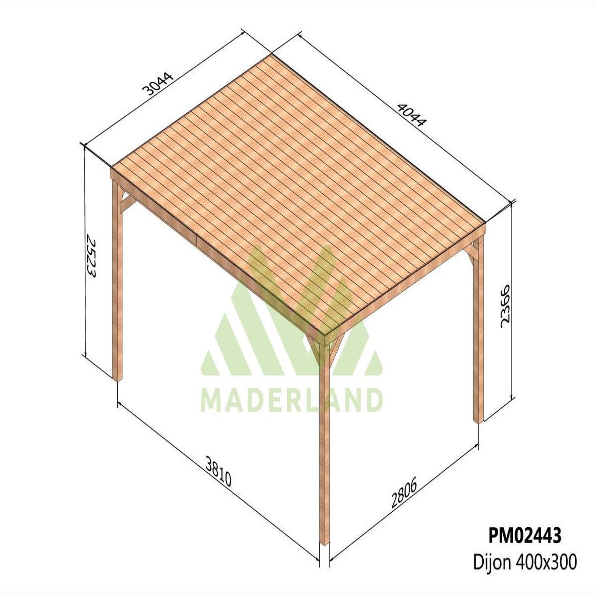 Voir la diapositive 2 : JARDIDECO Pergola en bois dijon avec toit 400 x 300 cm - maderland