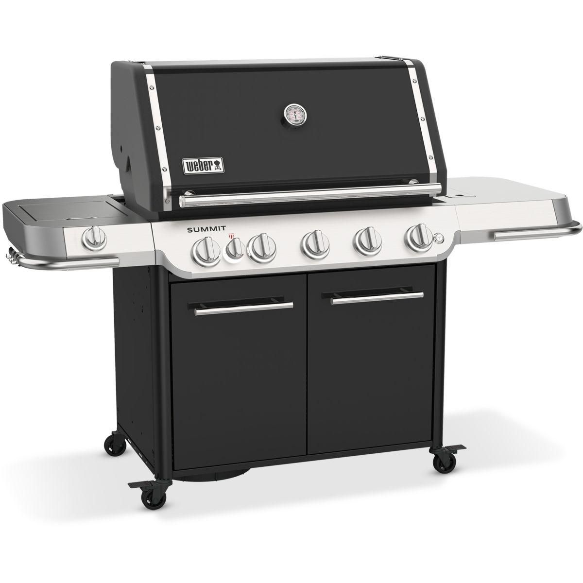 Weber Barbecue gaz Summit FS38 E black 5 brûleurs sur chariot, 91x49 cm réchaud latéral
