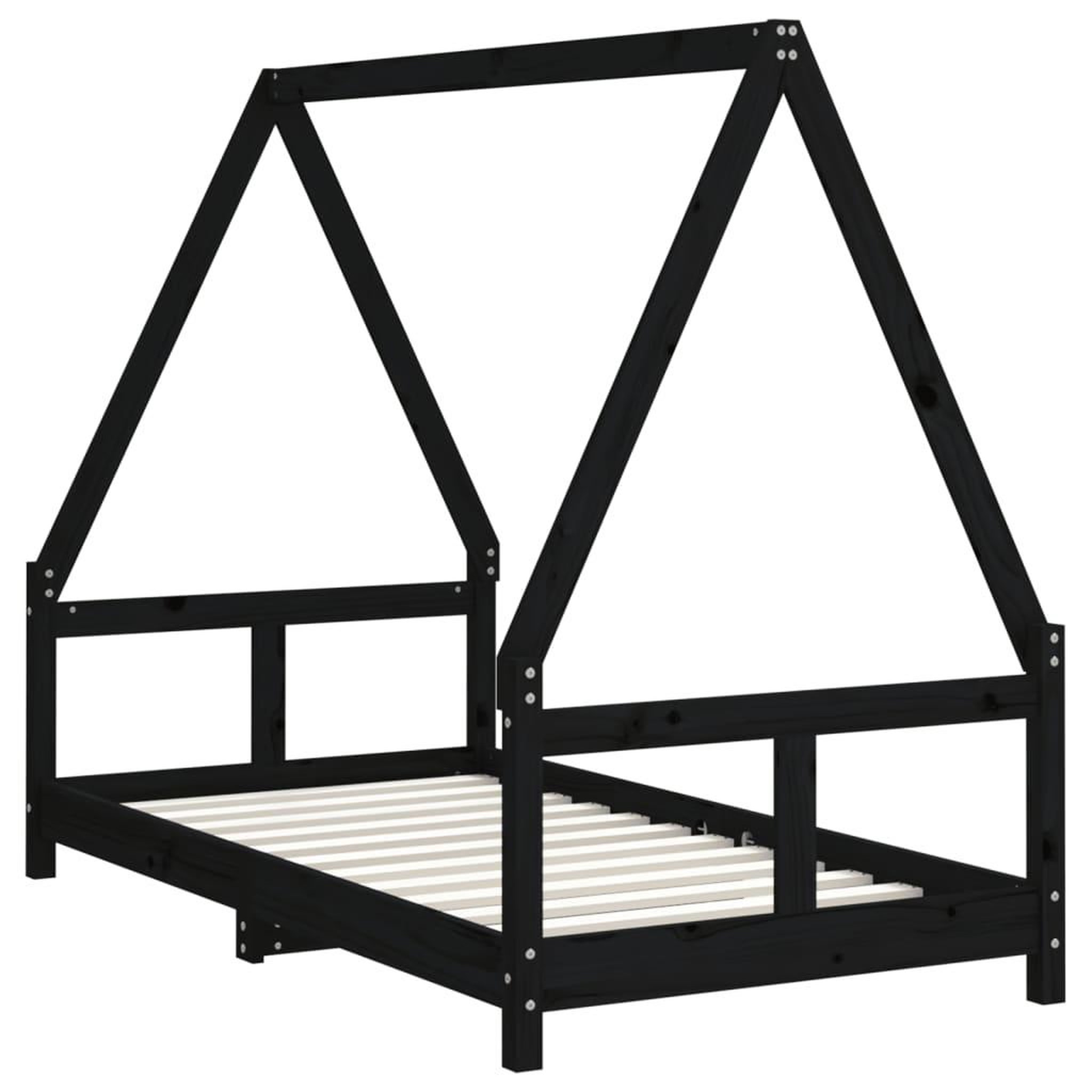 Voir la diapositive 3 : VIDAXL Cadre de lit pour enfant noir 80x160 cm bois de pin massif