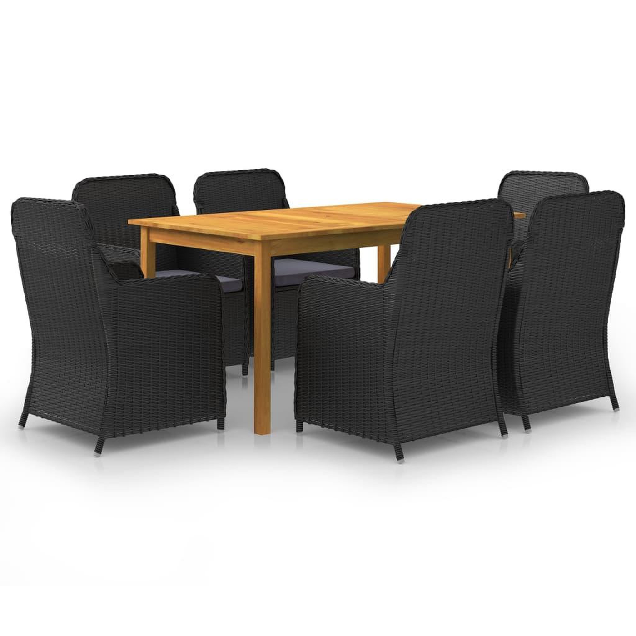 Voir la diapositive 1 : VIDAXL Ensemble a manger de jardin 7 pcs Noir