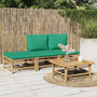 Voir la diapositive 1 : VIDAXL Salon de jardin 4 pcs avec coussins vert bambou