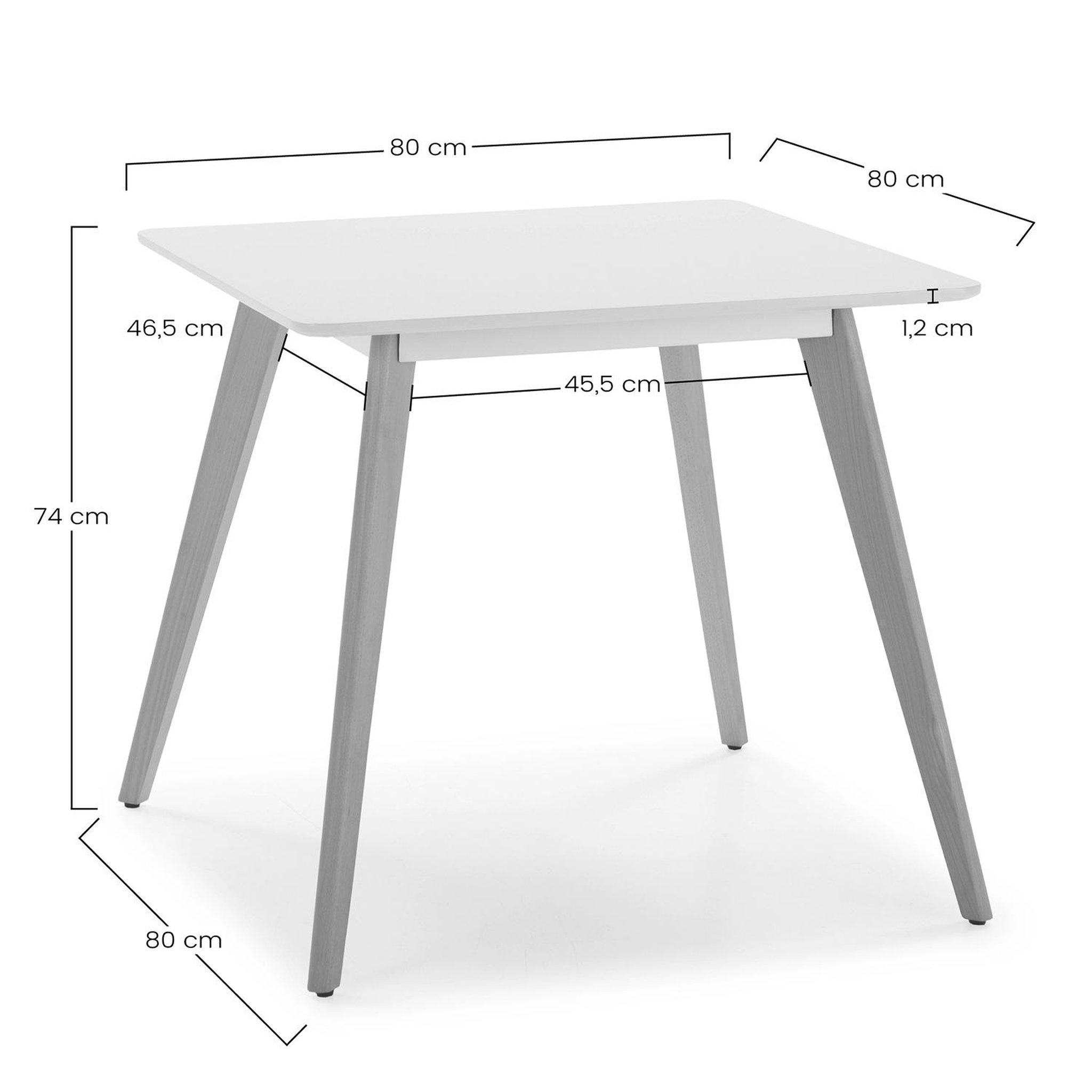 Voir la diapositive 4 : VS VENTA-STOCK Ensemble table 80x80 cm et 4 chaises de salle à manger Jeff blanches