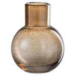 Paris Prix Vase Boule Design en Verre  Goulot  19cm Marron