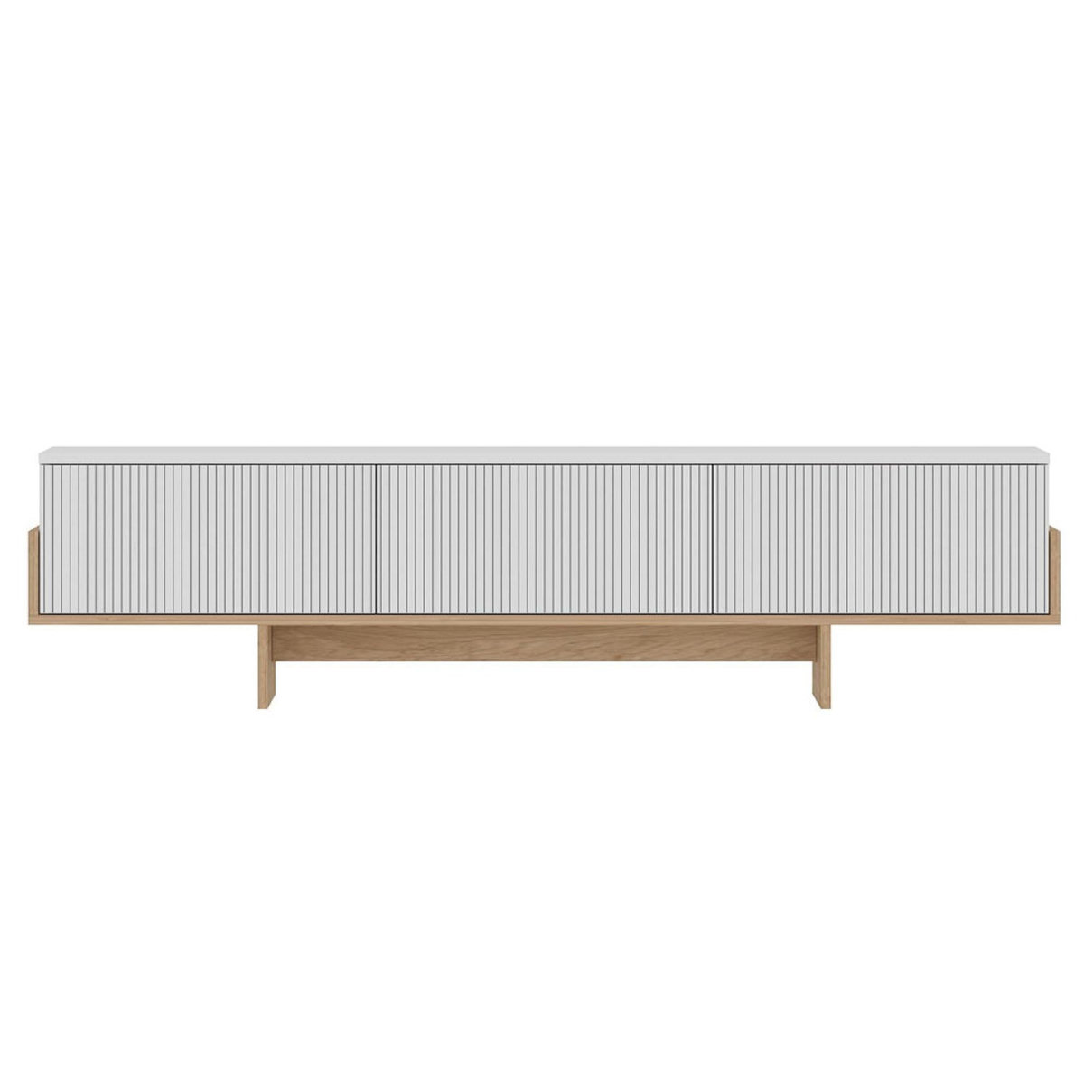 CONCEPT USINE Meuble TV avec placards blanc et bois 180cm WOPI