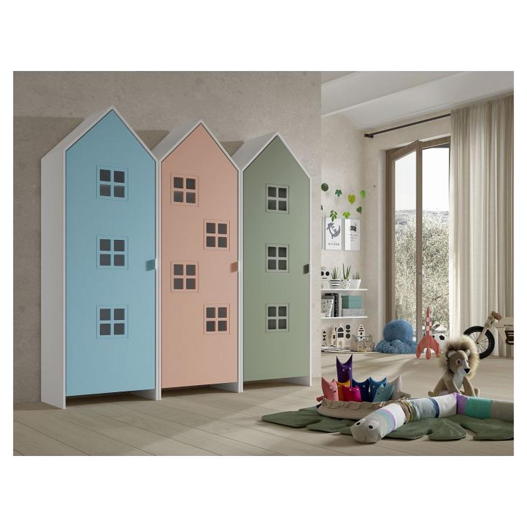 Voir la diapositive 2 : Vipack Combinaison D'armoires 3 Parties Casami Bruges bleu rose vert