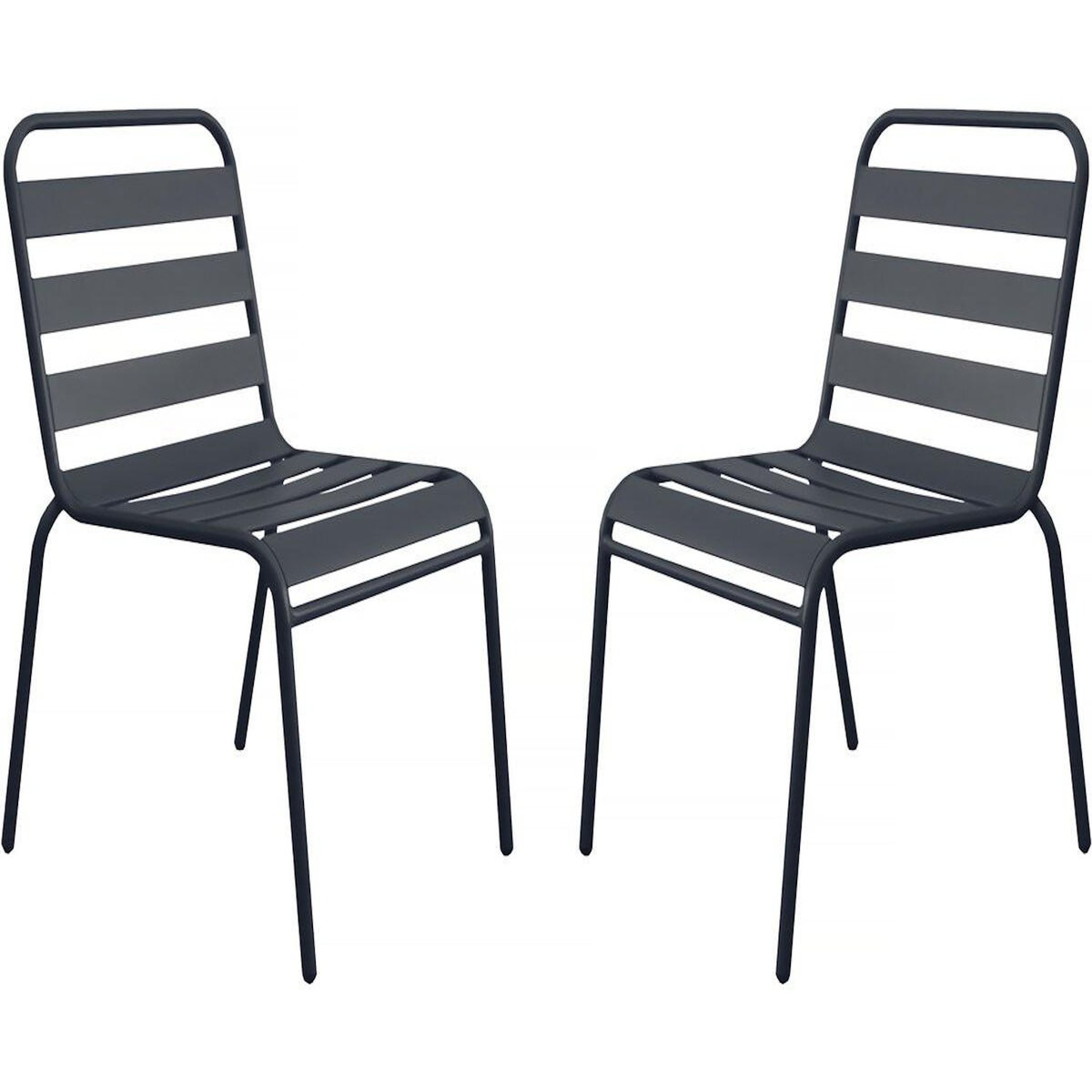 Habitat et Jardin Lot de 2 chaises de jardin en métal empilables  Bilbao  - Gris