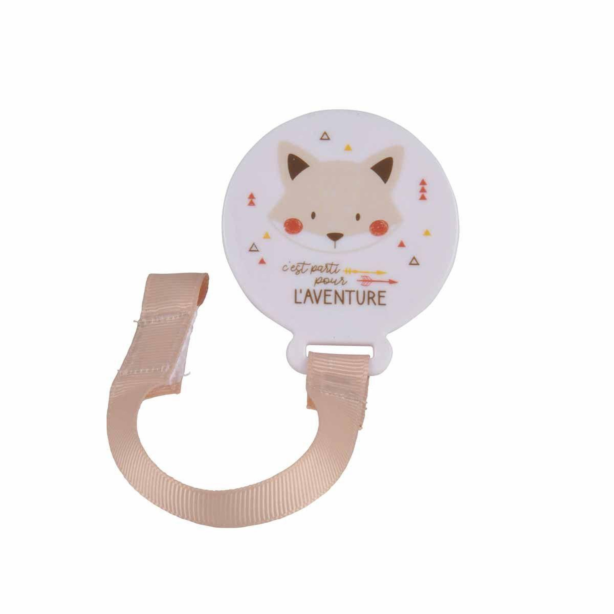 BEBE DOUCEUR Attache sucette universelle  renard  blanc & beige