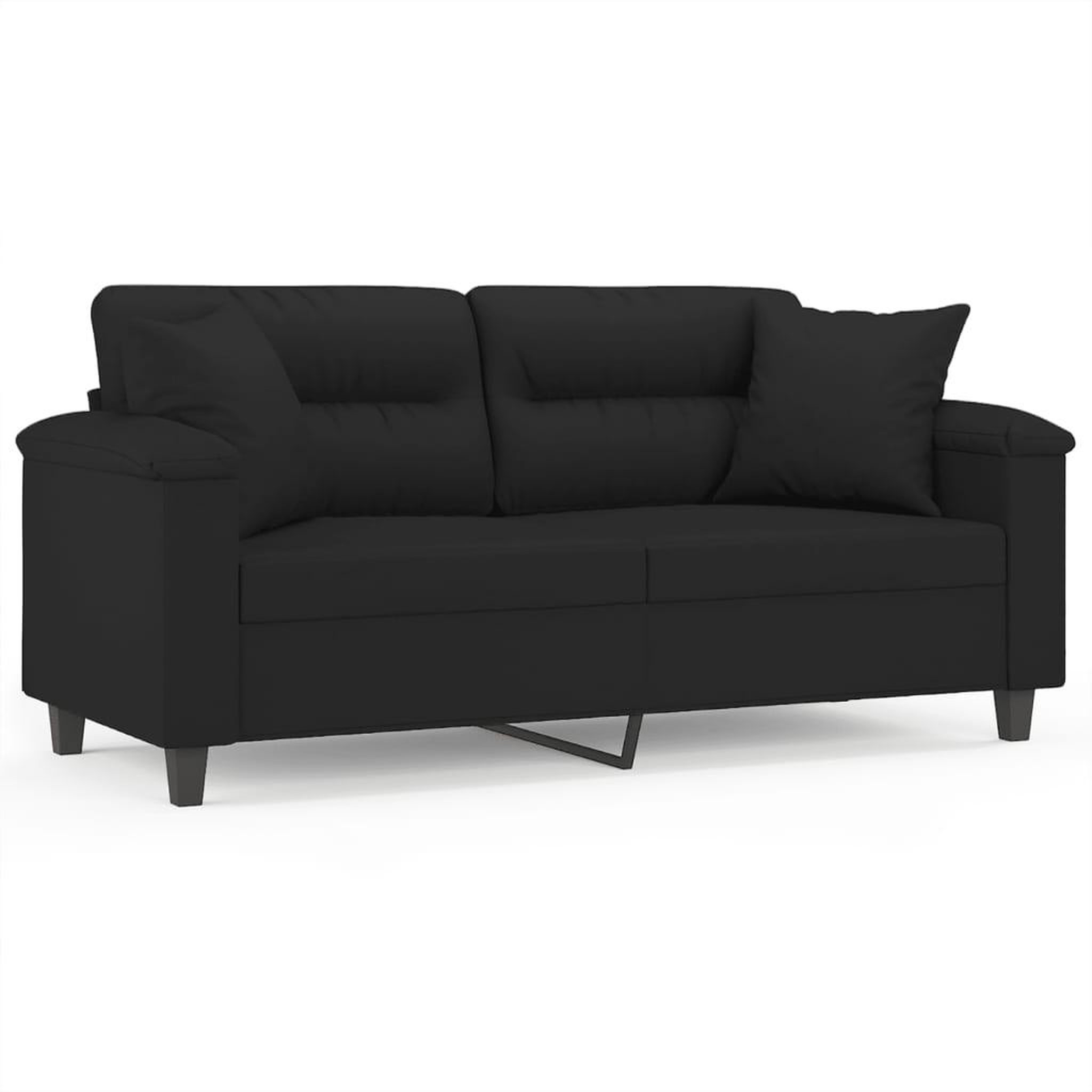 Voir la diapositive 2 : VIDAXL Canape 2 places avec oreillers noir 140 cm tissu microfibre
