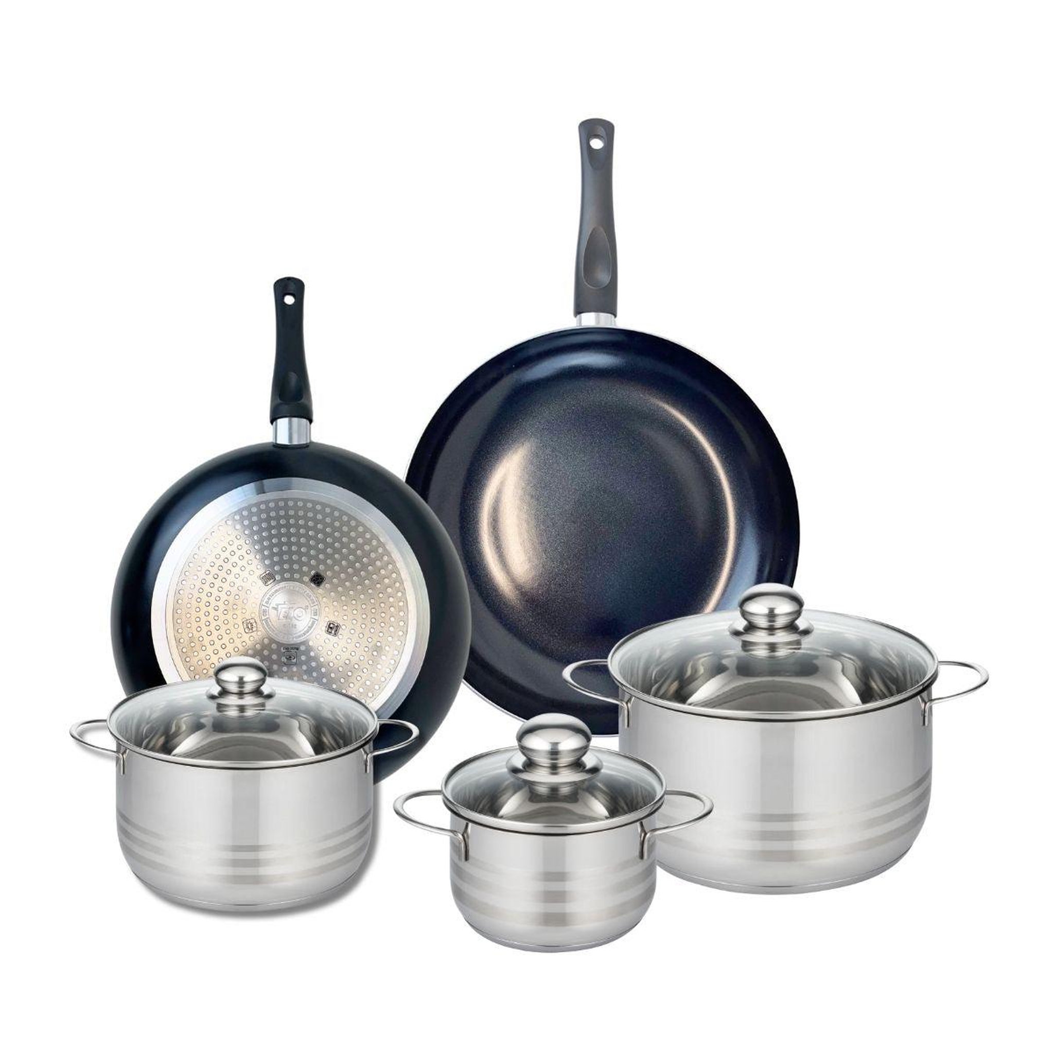 ELO Ensemble de 2 poêles de cuisson 28 et 32 cm et 3 faitouts 14, 20 et 24 cm elo prima brillant