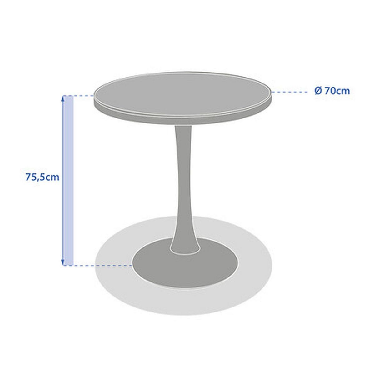 HESPERIDE Table de jardin bistro ronde en aluminium effet bois 2 places OVIALON - Lin et argile